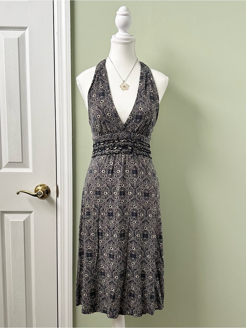 Patterned halter dress